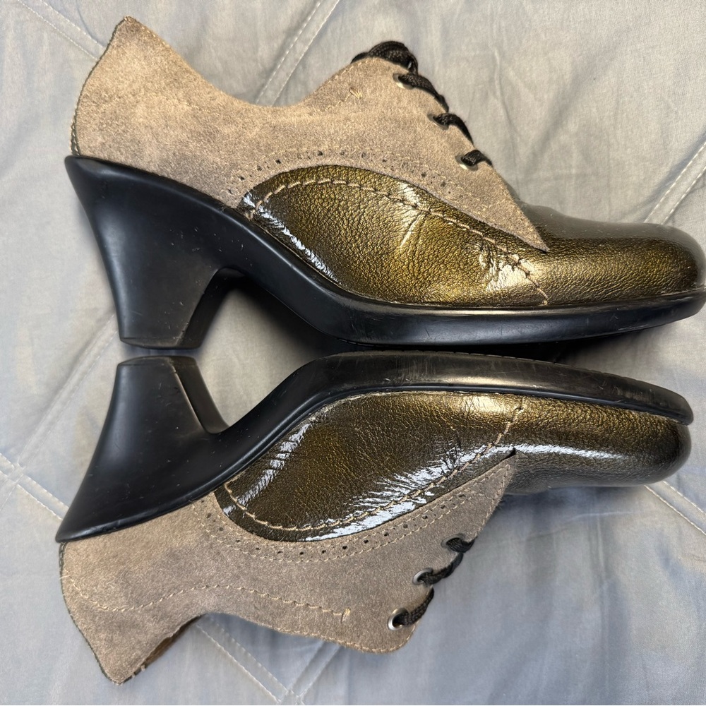 Dromedaris Leather Lace-Up Olive Green Oxford Shoes - Picture 4 of 11